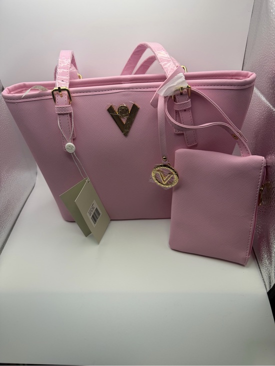 Valentino Orlandi Handbags - Valentino Orlandi Pink Tote with Matching Pouch and Gold Accents